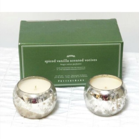 Pottery Barn Accents 2 Spiced Vanilla Scented Votives Roun